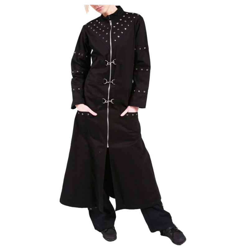 Women Gothic Long Lacing on the Back Side Zipper Coat 